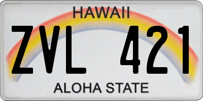 HI license plate ZVL421