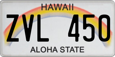 HI license plate ZVL450