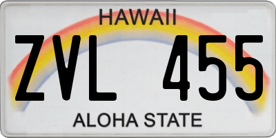 HI license plate ZVL455