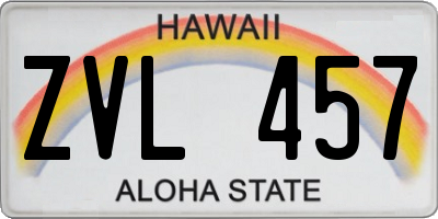 HI license plate ZVL457