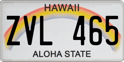 HI license plate ZVL465