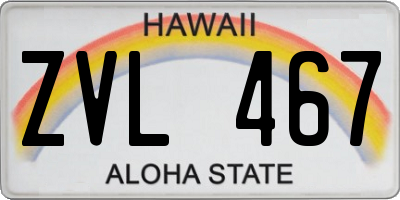 HI license plate ZVL467