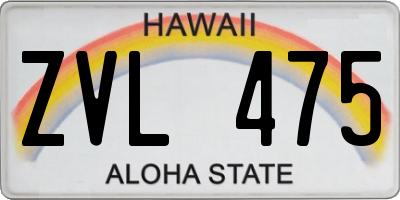 HI license plate ZVL475