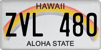 HI license plate ZVL480