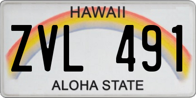 HI license plate ZVL491