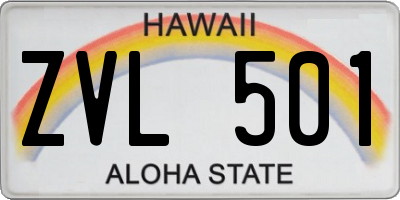 HI license plate ZVL501