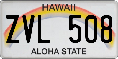 HI license plate ZVL508