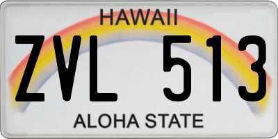 HI license plate ZVL513