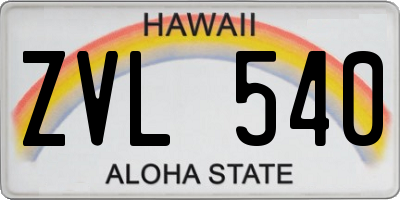 HI license plate ZVL540
