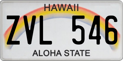 HI license plate ZVL546