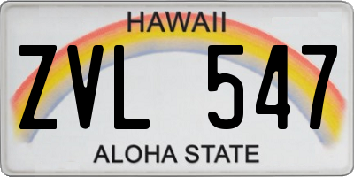 HI license plate ZVL547