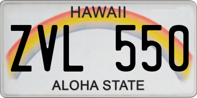HI license plate ZVL550