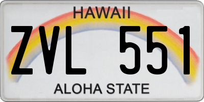 HI license plate ZVL551