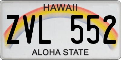 HI license plate ZVL552