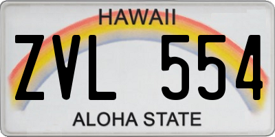 HI license plate ZVL554