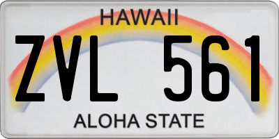 HI license plate ZVL561