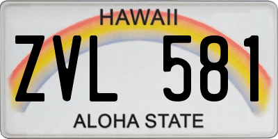 HI license plate ZVL581