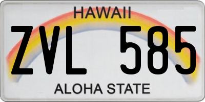 HI license plate ZVL585