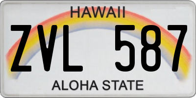 HI license plate ZVL587