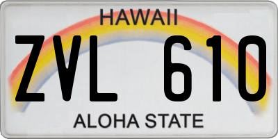 HI license plate ZVL610