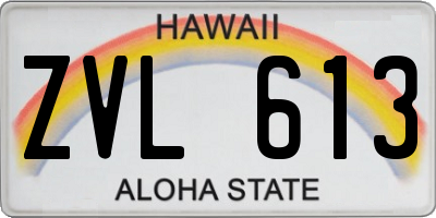 HI license plate ZVL613