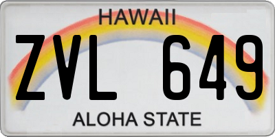 HI license plate ZVL649