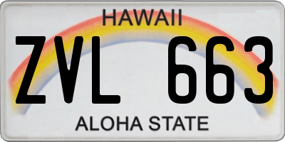 HI license plate ZVL663