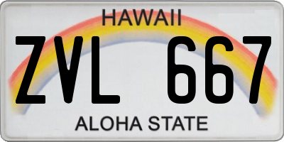 HI license plate ZVL667