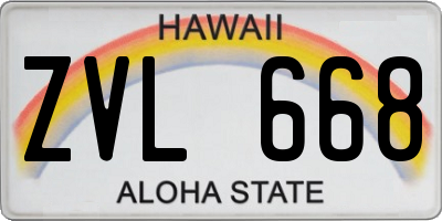 HI license plate ZVL668