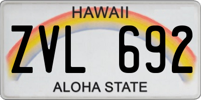 HI license plate ZVL692
