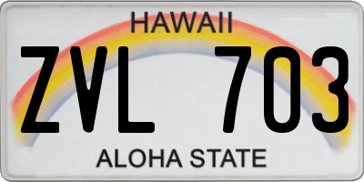 HI license plate ZVL703