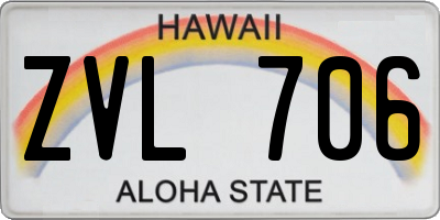 HI license plate ZVL706