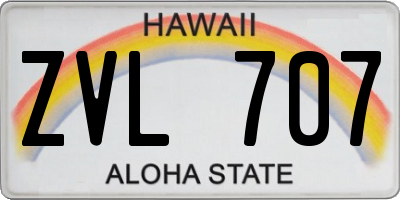 HI license plate ZVL707