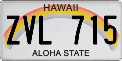 HI license plate ZVL715