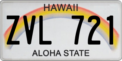 HI license plate ZVL721