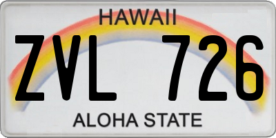 HI license plate ZVL726