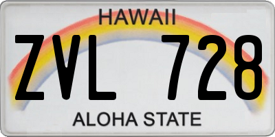 HI license plate ZVL728