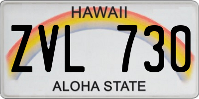HI license plate ZVL730