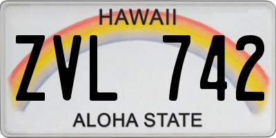 HI license plate ZVL742