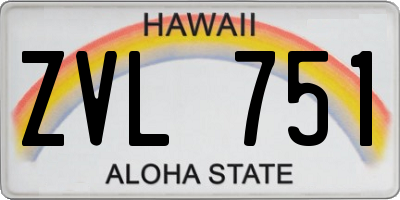 HI license plate ZVL751