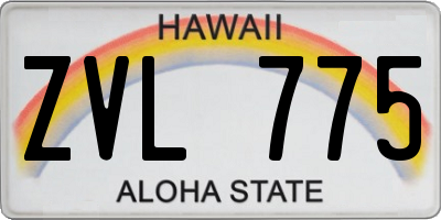 HI license plate ZVL775
