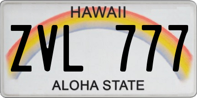 HI license plate ZVL777