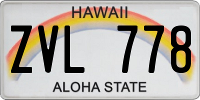 HI license plate ZVL778