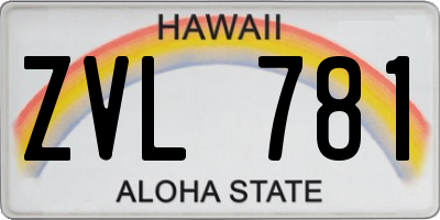 HI license plate ZVL781