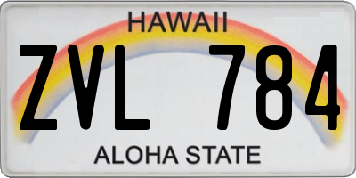 HI license plate ZVL784
