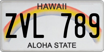 HI license plate ZVL789