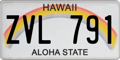 HI license plate ZVL791