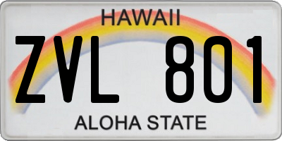 HI license plate ZVL801