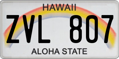 HI license plate ZVL807