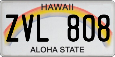 HI license plate ZVL808
